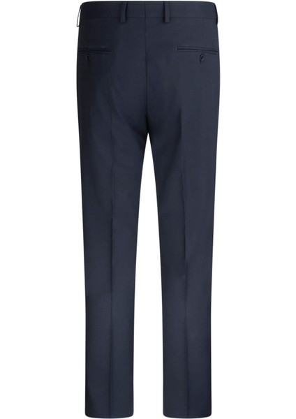 Lacivert Slim Fit Yandan Cepli Kumaş Pantolon