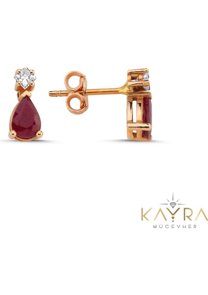 Yakut ve Prenses Kesim Pırlantalı Küpe PTK40