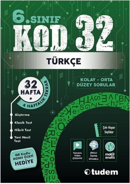Tudem Yayınları 7.Sınıf Türkçe Kod 32 Soru Bankası