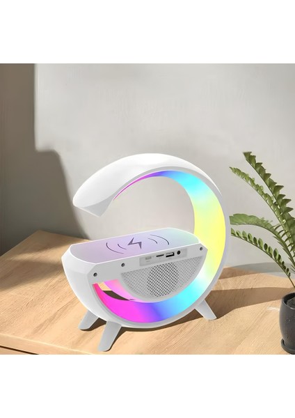 G Bluetooth Hoparlör 15W Hızlı Şarj Gece Lambası Alarm Özel Asistan LED Ambiance 5in1