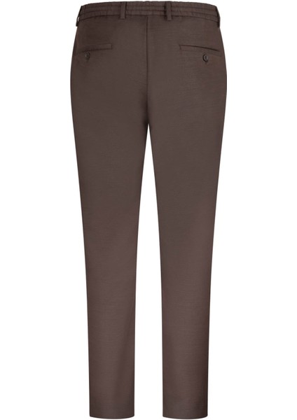 Kahverengi Regular Fit Yandan Cep Kumaş Pantolon