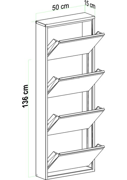 Kilitli 4 Kapaklı Metal Ayakkabılık Antrasit