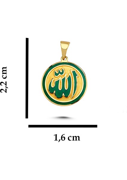 Allah Yazılı Mineli Altın Kolye Ucu AH92