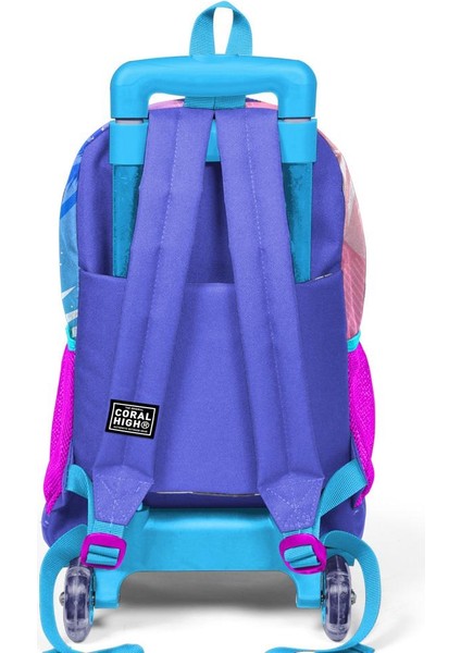 Kids Lavanta-Pembe Flamingo Desenli Üç Bölmeli IşıkIı Tekerlekli Çekçekli Okul Sırt Çantası 23905 fırsatları
