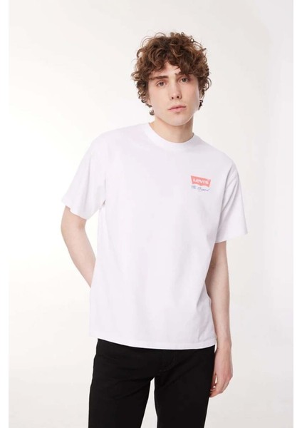 Levis Levis Bisiklet Yaka Baskılı Beyaz Erkek T-Shirt A9440-0000 Vıntage Fıt
