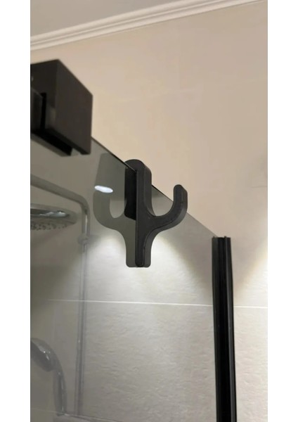 Duşakabin Cam Askılığı,kalın Plastik,siyah,9 cm