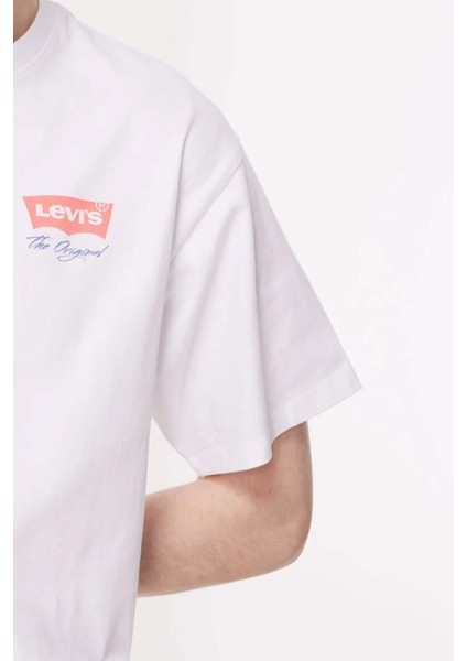 Levis Levis Bisiklet Yaka Baskılı Beyaz Erkek T-Shirt A9440-0000 Vıntage Fıt modelleri