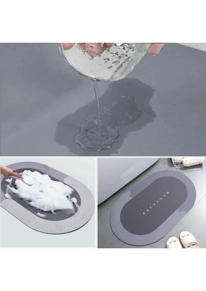 Buffer® Sihirli Süper Su Emici Kaymaz Tabanlı Oval Paspas 40*60 cm