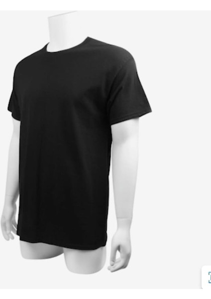 Gıldan Ağır Pamuklu Tişörtler, Pamuklu Tişört, %100 Pamuk Tişört, Tişört, Sıfır Yaka Siyah Büyük Beden T-shirt