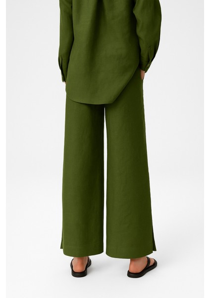 Haki Paçası Yırtmaçlı Kadın Pantolon fırsatları