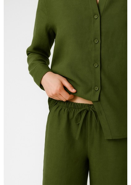 Haki Paçası Yırtmaçlı Kadın Pantolon indirimleri