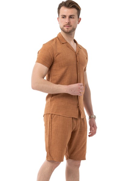 Erkek Mekanik Keten Gömlekli Şortlu Takım fırsatları