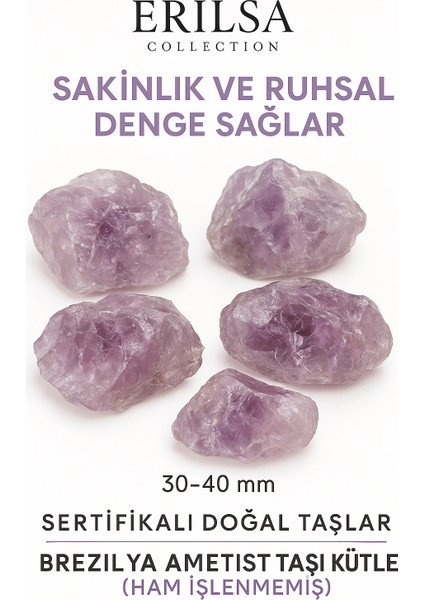 Sertifikalı Ham İşlenmemiş Şeffaf Ametist Taşı Kütle El Taşı Brezilya Saf Şifa ve Zihinsel Sükûnet