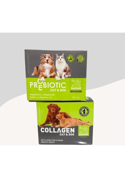 Kedi ve Köpekler Için Prebiyotik ve Kollajen Takviye Seti
