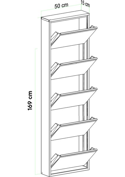 5 Kapaklı Metal Ayakkabılık Beyaz