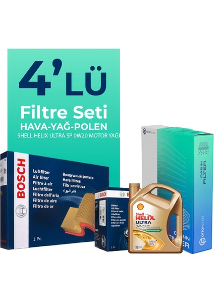 Toyota Yaris 1.0 Filtre Bakım Seti Shell Motor Yağlı (2011-2014) 4 Lü