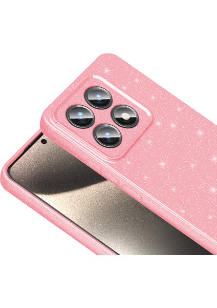 Xiaomi 14T Uyumlu Kılıf Koton Simli Silikon Arka Kapak Kamera Korumalı Açık Pembe modelleri