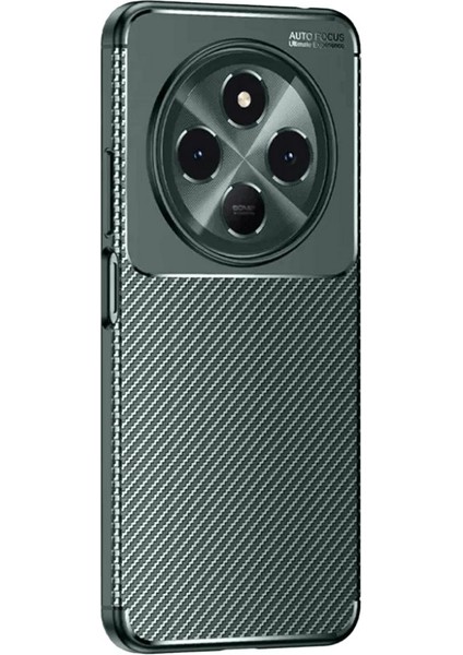 Tecno Spark 30C Uyumlu Kılıf Negro Karbon Görünümlü Silikon Koyu Yeşil