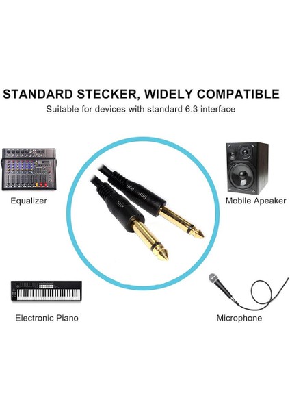 3 Metre - 6.3mm Mono Çivi Jak Gitar Amfi Enstrüman Kablosu modelleri