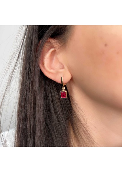 Lal Taşlı Altın Küpe AHK09 modelleri