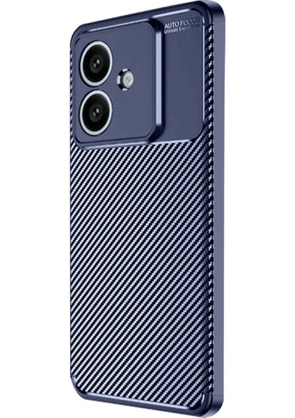 Oppo A3 Uyumlu Kılıf Negro Karbon Görünümlü Silikon Lacivert