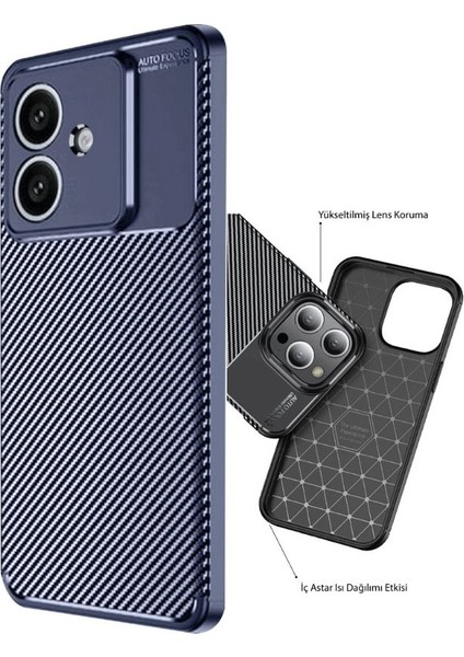 Oppo A3 Uyumlu Kılıf Negro Karbon Görünümlü Silikon Lacivert modelleri