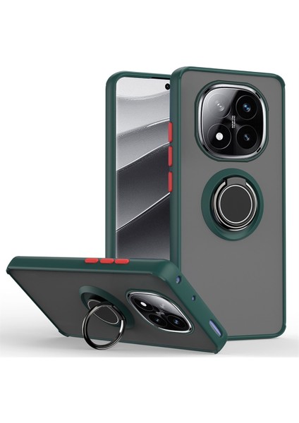 Xiaomi Redmi Note 14 Pro Plus Uyumlu Kılıf Montreal Yüzüklü Mıknatıslı Kamera Korumalı Silikon Koyu Yeşil