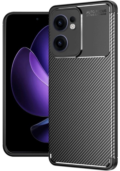 Oppo Reno 13F Uyumlu Kılıf Negro Karbon Görünümlü Silikon Siyah