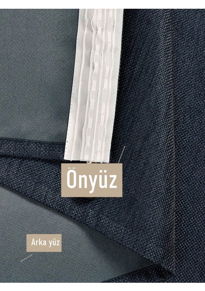 Taç Deste Keten Karartma Fon Perde Lacivert Pilesiz