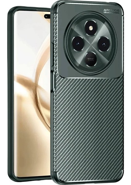 Tecno Spark 30C Uyumlu Kılıf Negro Karbon Görünümlü Silikon Koyu Yeşil