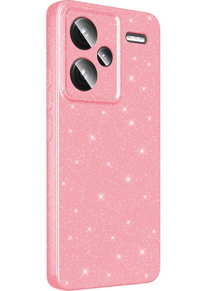 Xiaomi Redmi Note 13 Pro Plus 5g Uyumlu Kılıf Koton Simli Silikon Arka Kapak Kamera Korumalı Açık Pembe