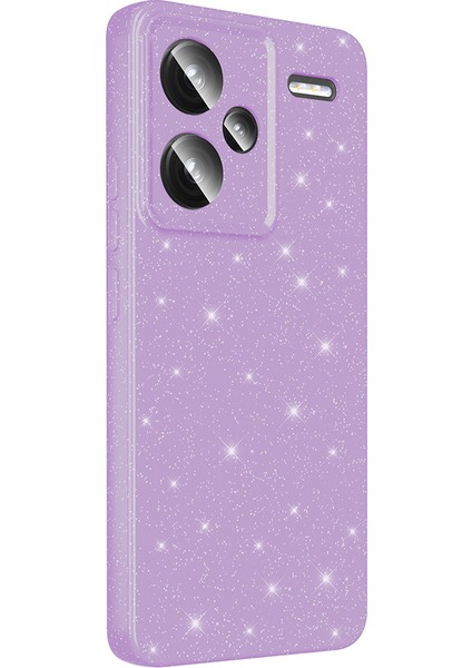 Xiaomi Redmi Note 13 Pro Plus 5g Uyumlu Kılıf Koton Simli Silikon Arka Kapak Kamera Korumalı Lila