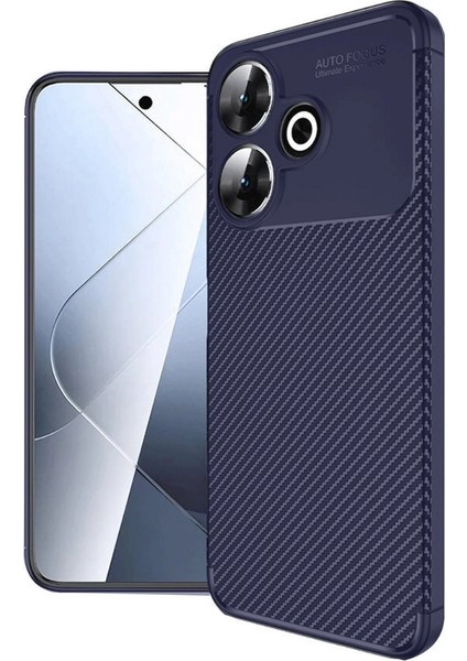 Xiaomi Redmi 13 4g Uyumlu Kılıf Negro Karbon Görünümlü Silikon Lacivert