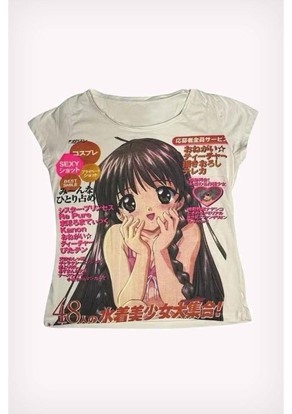 Beyaz Megami Deluxe Japanese Kısa Kollu Crop fiyatları