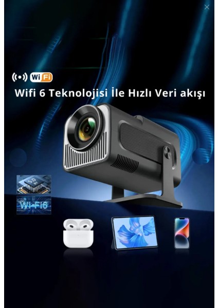 Taşınabilir Projeksiyon Sinema Sistemi Sesli Android 13