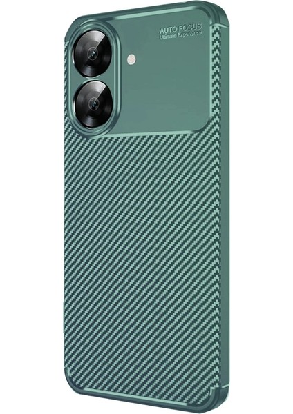 Realme Note 60 Uyumlu Kılıf Negro Karbon Görünümlü Silikon Koyu Yeşil