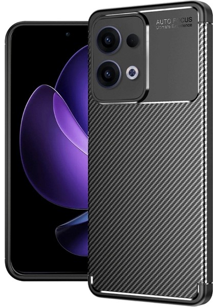 Oppo Reno 13 Pro Uyumlu Kılıf Negro Karbon Görünümlü Silikon Siyah