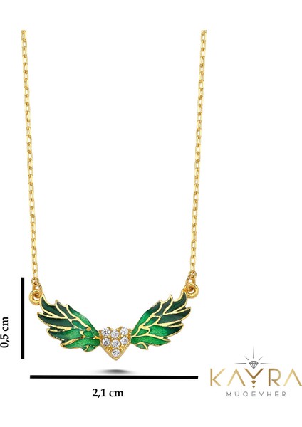 Yeşil Mineli Melek Kanadı Altın Kolye AK25 fırsatları