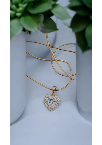 Vıp Paslanmaz Çelik Zirkon Taşlı Rose Gold Kolye