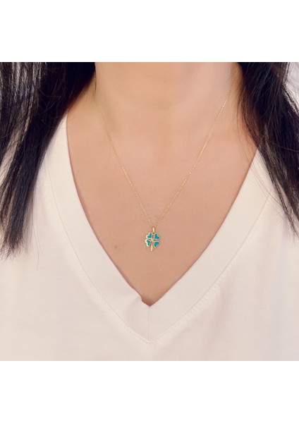 Yonca Mineli Altın Kolye AK26 modelleri