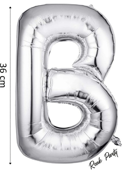 Folyo Balon B Harfi Helyum Balon 36 cm Gümüş Renk - B Harf Balon - Harf Folyo Balon - 16 Inch
