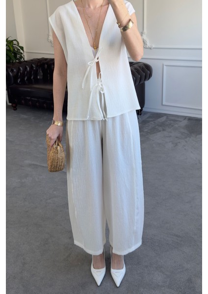 Kabartmalı Yelekli Tasarım Takım- Ekru modelleri