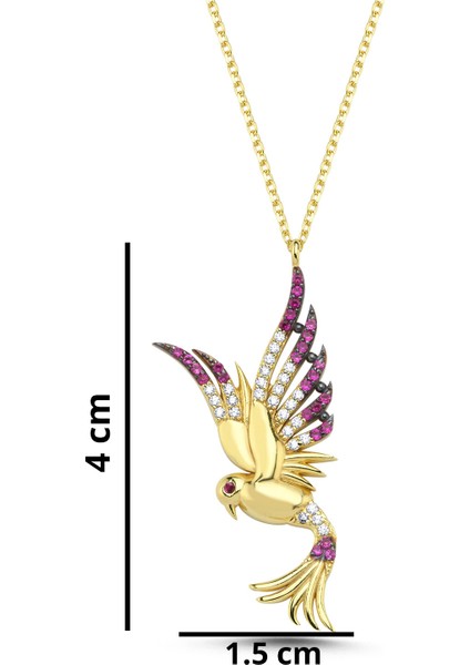 Prenses Anka Kuşu Fuşya Taşlı Altın Kolye AK02 fiyatları