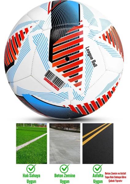 Neon League Futbol Topu Pompalı Set No:5 Dayanıklı Halı Saha Sert Zemin Topu