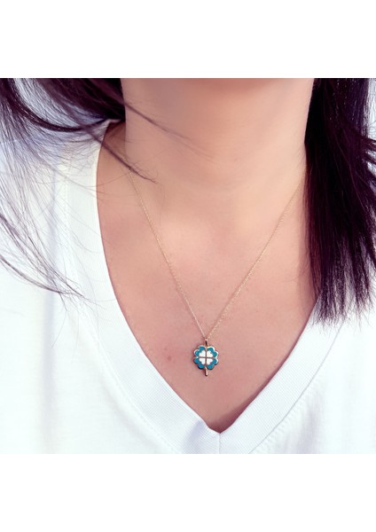 Yonca Mineli Altın Kolye AK28 modelleri