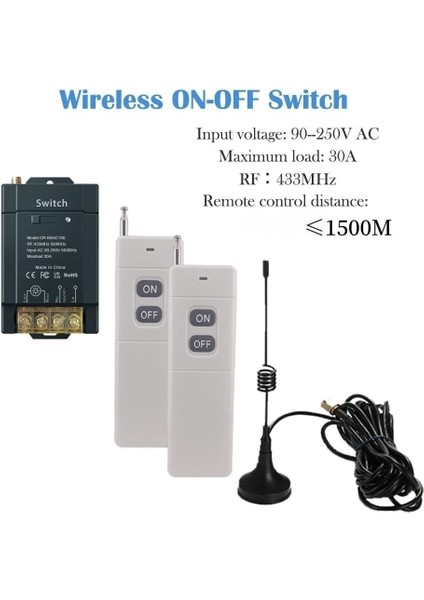 Kablosuz Uzaktan Kumanda Dc 12 - 72 V Rf 1500 Metre 12V Adaptörlü Uzun Mesafe Rf Kapı Kontrol Seti