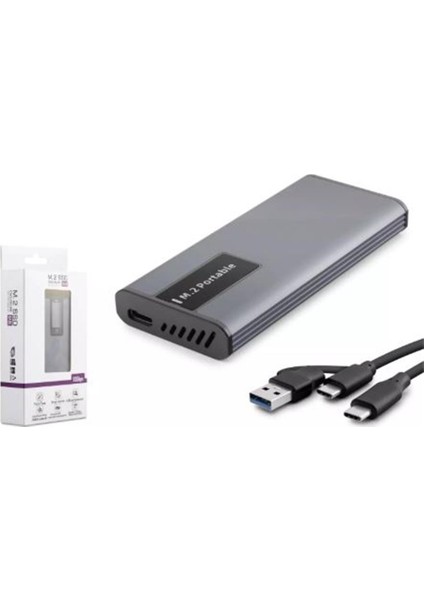 HDX1781 SSD Kutu Type-C3.1 + Usb3.0 Ngff Alimünyum + Plastik M2 Chıp RTL9201R Rgb gr