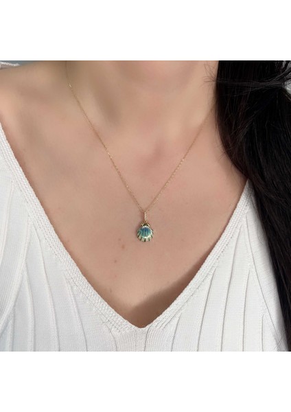 Istiridye Mineli Altın Kolye AK287 indirimleri