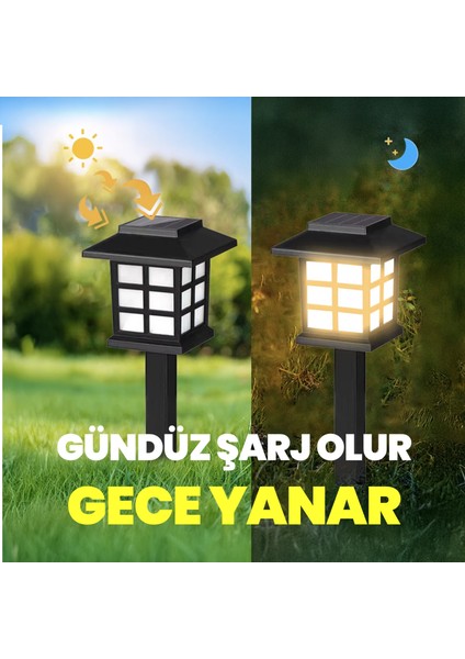 Karanlık Sensörlü Solar Çim Armatürü Güneş Enerjili Bahçe Zemin Aydınlatma Lambası 8 Adet