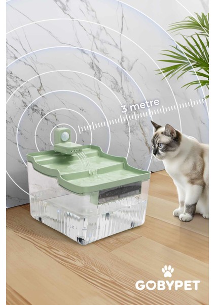 Hareket Sensörlü Sessiz Kedi Su Sebili, Sensörlü Kedi Su Pınarı, Kedi ve Köpek Su Sebili